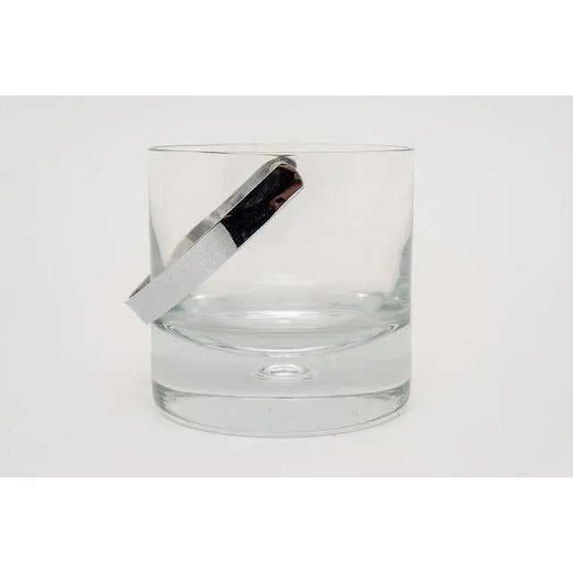Modern Personal 5" Ice Bucket and Tongs 1970s Italian Crystal and Chrome For Sale - Image 3 of 13