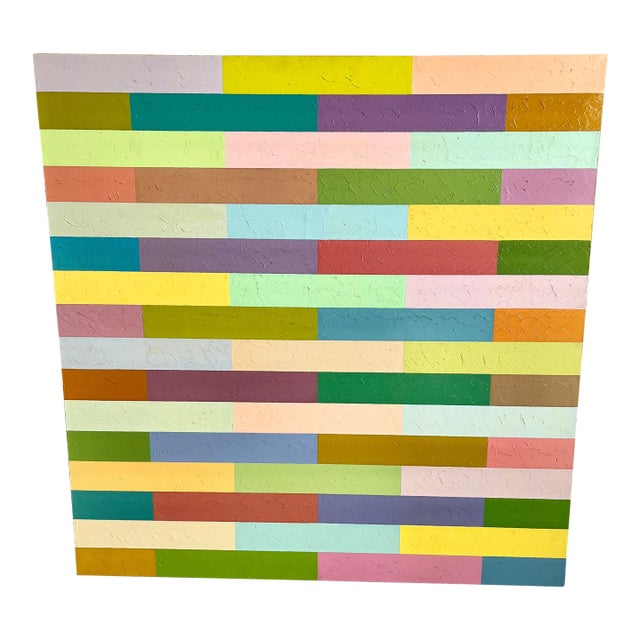 "Roman II" Abstract Geometric Color Grid, Oil Painting on Canvas by Richard Butz For Sale