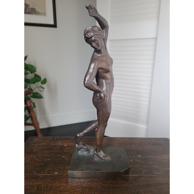 1920s Guss H. Noack Antique Art Deco Bronze Sculpture Dancing Nude Woman Figurine For Sale - Image 15 of 18