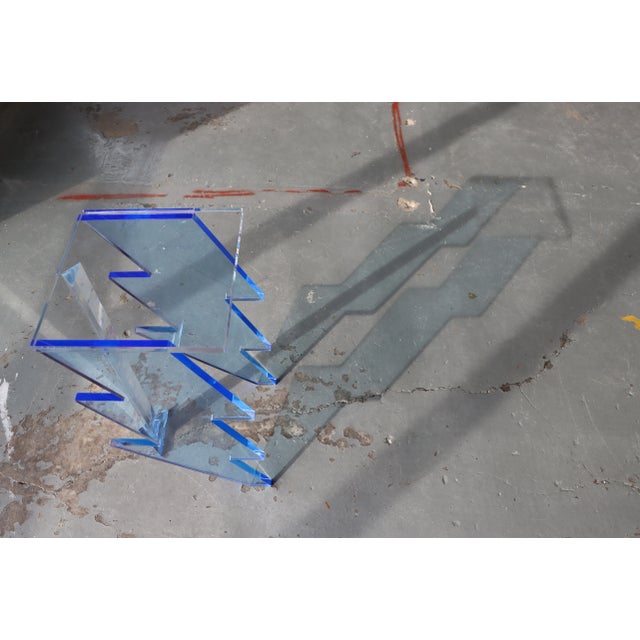 Blue Bolt Side Table in Blue Acrylic by Benjamin Vintage and Design For Sale - Image 8 of 9