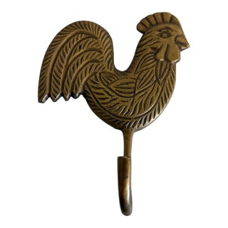 Vintage Brass Rooster Wall Hook For Sale