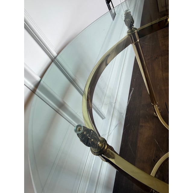 1970s Vintage LaBarge Style Brass & Beveled Glass Side Table For Sale - Image 5 of 6