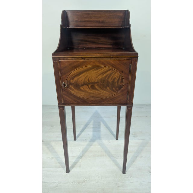 Antique Georgian Bedside Table in Mahogany with Marquetry For Sale - Image 5 of 18