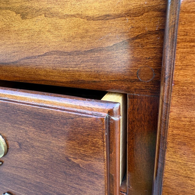 1970s Statton Private Collection Queen Anne / New England Solid Cherry 11 Drawer Highboy Dresser in Oldtowne Cherry For Sale - Image 16 of 18