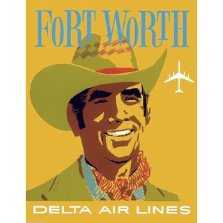 Forth Worth Travel Poster Matted and Framed For Sale