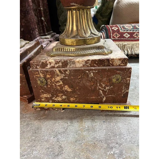 Late 19th Century French Red Marble Pedestal – Sculptural Column With Bronze Ascents For Sale - Image 5 of 10