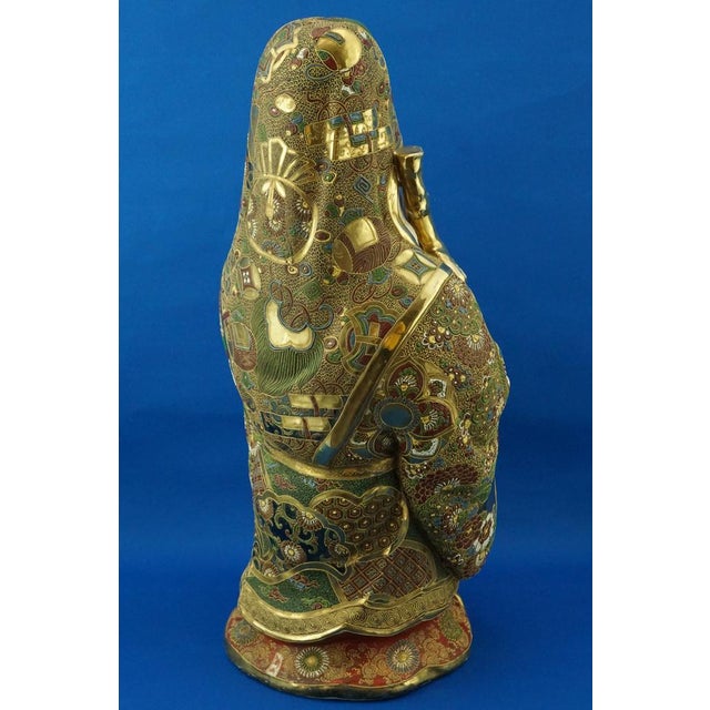 Ceramic Large 19th Century Meiji Period Porcelain Sculpture of a Holy Monk from Satsuma, Japan, Late 1800s For Sale - Image 7 of 18