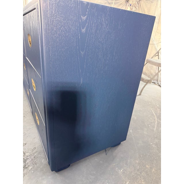 Campaign 1960s Drexel Campaign Dresser Refinished in Navy For Sale - Image 3 of 12