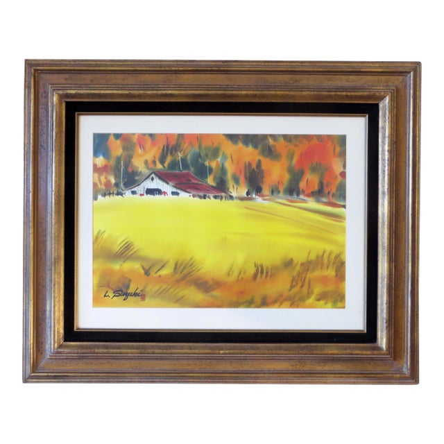 Lewis Suzuki, Autumn Landscape with Barn, circa 1970 For Sale