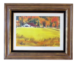 Lewis Suzuki, Autumn Landscape with Barn, circa 1970