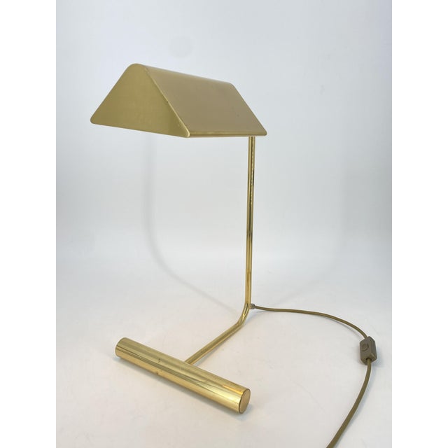 * small lamp / table lamp * classic brass lamp with minimalist base * Triangular shaped shade * especially inside in very...