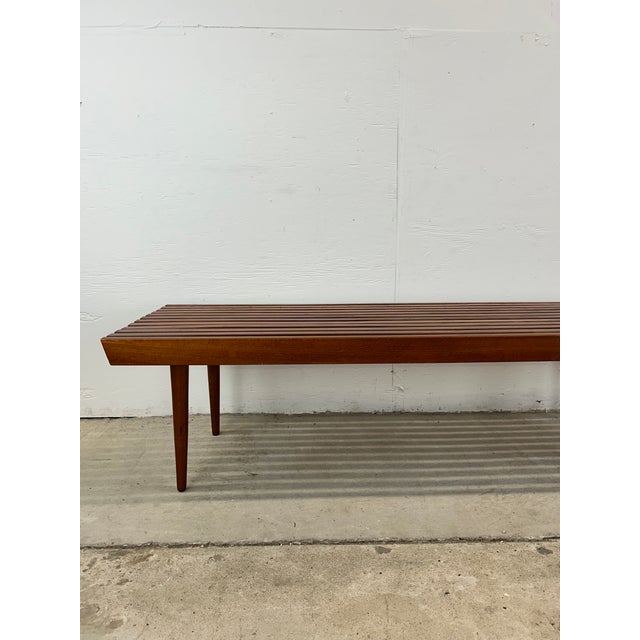 Mid Century Modern Walnut Slat Bench Styled After Adrian Pearsall For Sale In Philadelphia - Image 6 of 12