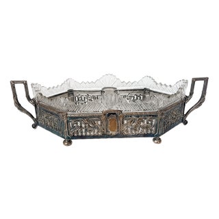 Art Nouveau French Silver-Plated and Cut-Glass Jardinière, 1900s For Sale