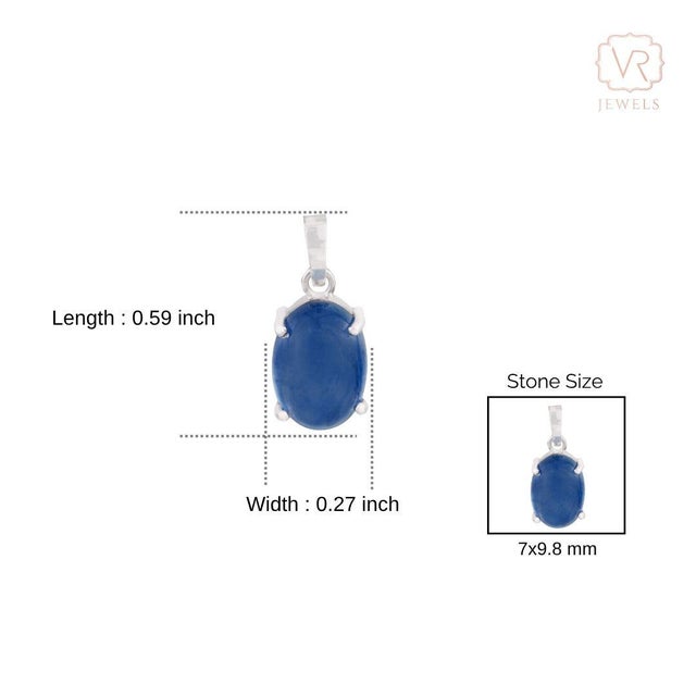 Modernist 3.23ct Oval Cabochon Blue Sapphire Solitaire Pendant in 14k White Gold For Sale - Image 11 of 14