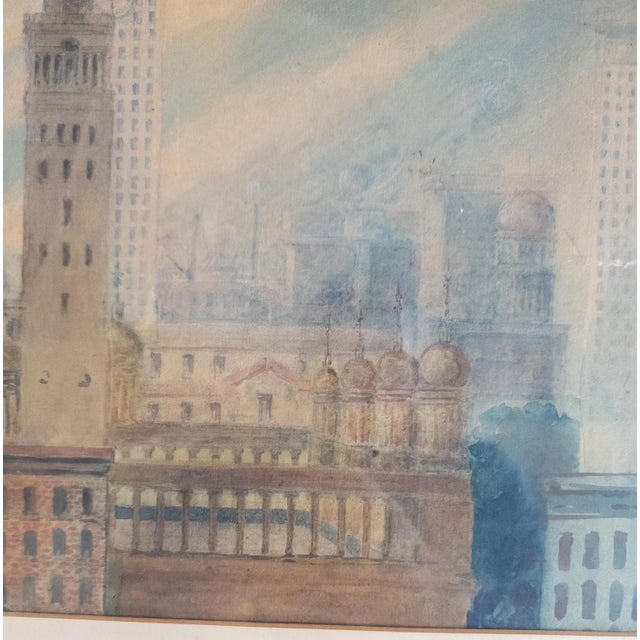 1930's Architectural Watercolor Study Painting of New York City For Sale - Image 11 of 12