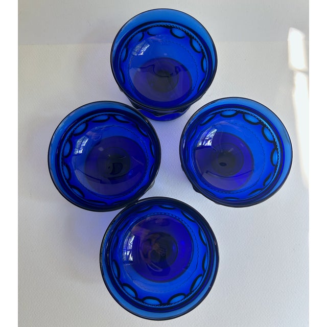 Mid 20th Century Set of 4 Colony Glass Co. Crown Cobalt Blue Pedestal Dishes For Sale - Image 11 of 16