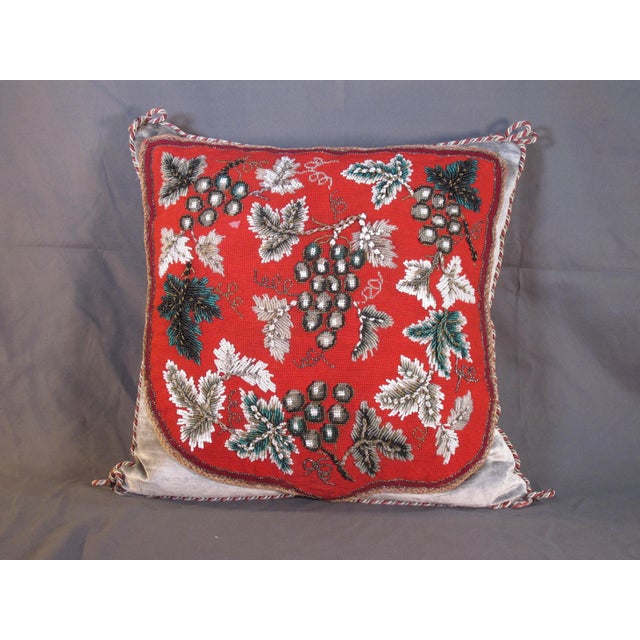 19th Century Beaded Needlepoint Pillow For Sale In Philadelphia - Image 6 of 6