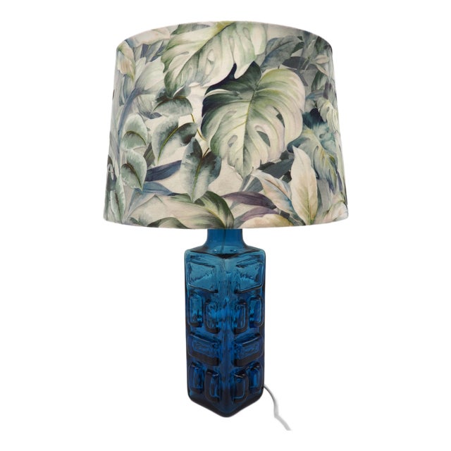 Vintage Scandinavian Blue Glass Lamp from Pukeberg, Sweden, 1970s For Sale
