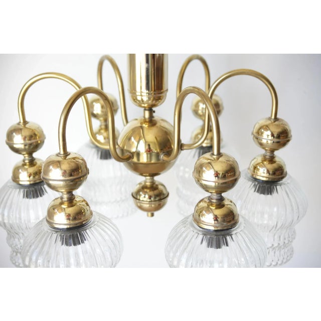 Brass Chandelier from Kamenicky Senov, Czechoslovakia, 1970s For Sale - Image 9 of 14