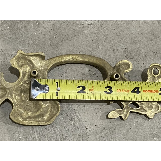 Antique French Provincial Style Floral Motif Metal Drawer Pull Solid Brass For Sale In Pittsburgh - Image 6 of 6
