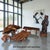 Wood Sculptural Organic Modern Solid Wood Bench With Cushion For Sale - Image 7 of 8