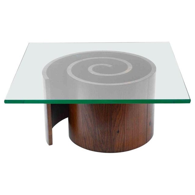 1970s Spiral Occasional Table in Glass and Wood by Vladimir Kagan, USA, 1970s For Sale - Image 5 of 5