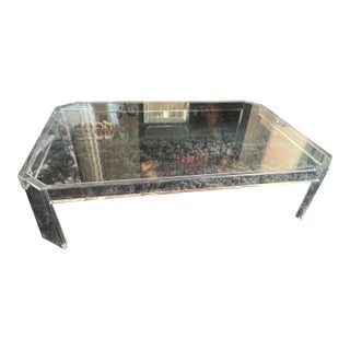 1970s Mid Century/ Hollywood Regency Heavy Rectangular Lucite / Acrylic Coffee Table For Sale