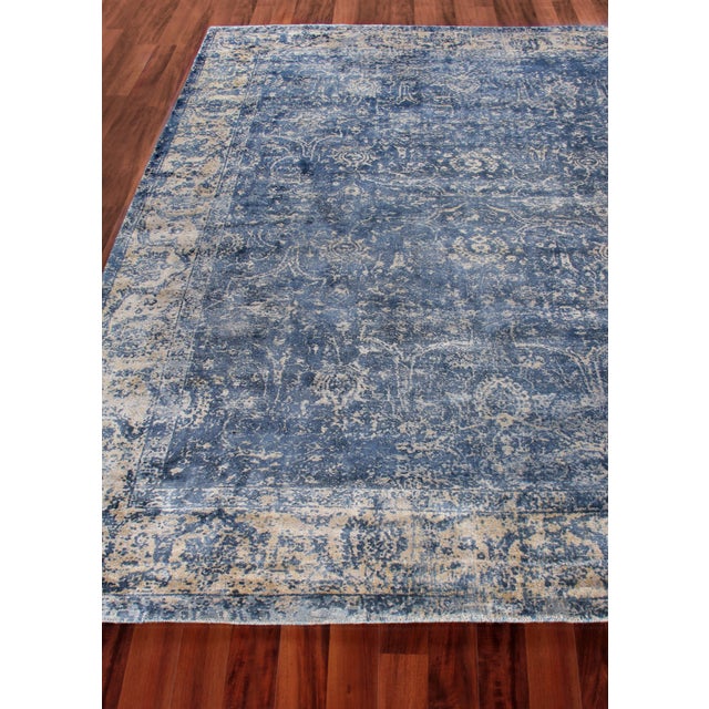 Newport Navy Blue Hand loom Bamboo/Silk Area Rug - 8'x10' For Sale In Los Angeles - Image 6 of 8