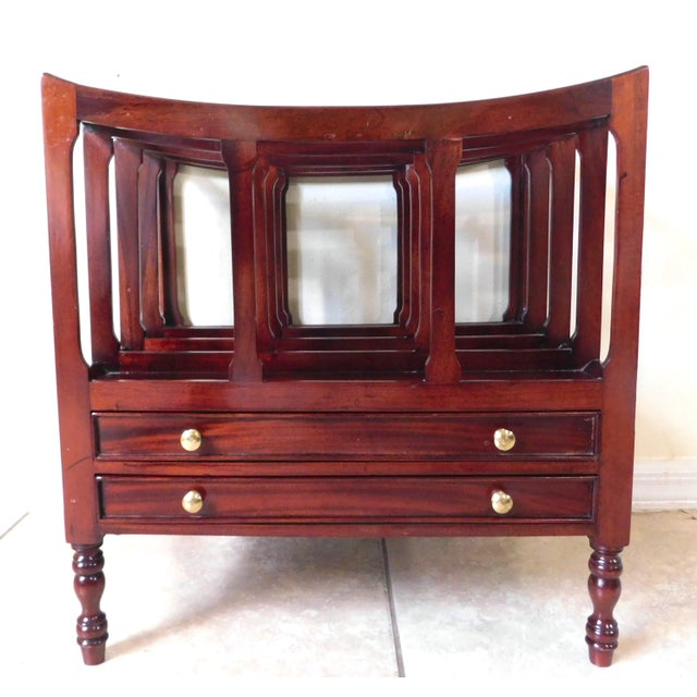 Vintage Mid Century Mahogany Wood Canterbury Magazine Rack For Sale - Image 12 of 12