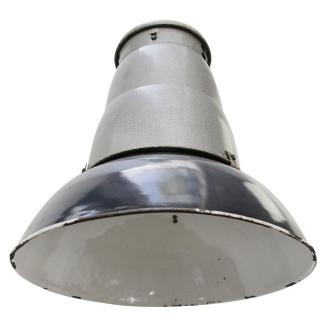 Industrial Vintage Industrial French Blue Enamel Pendant Lights from Mazda For Sale - Image 3 of 5