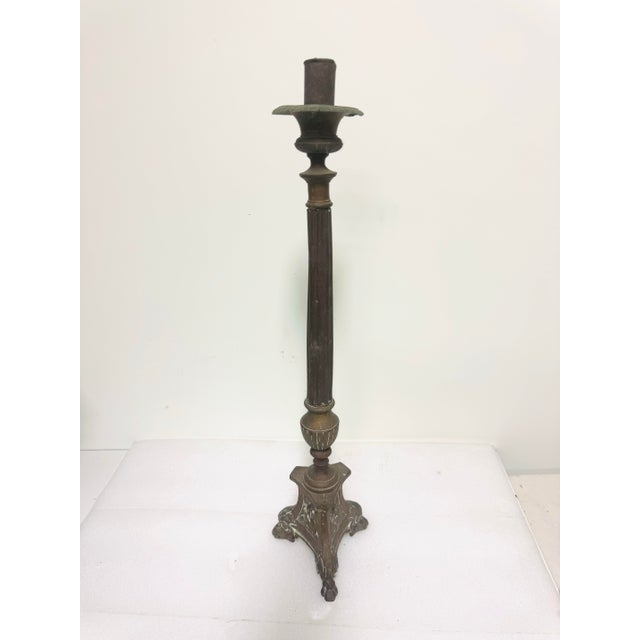 Antique Tall Gothic-Style / Religious Altar Candlestick For Sale - Image 12 of 12