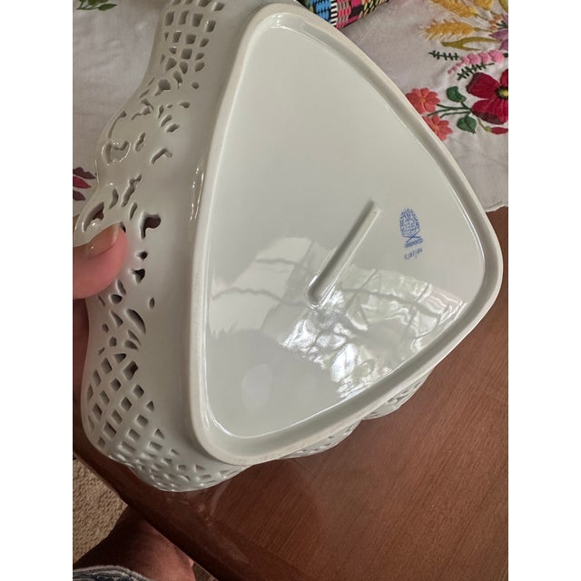Herend Rothschild Openwork Triangular Dish With Birds For Sale - Image 9 of 10