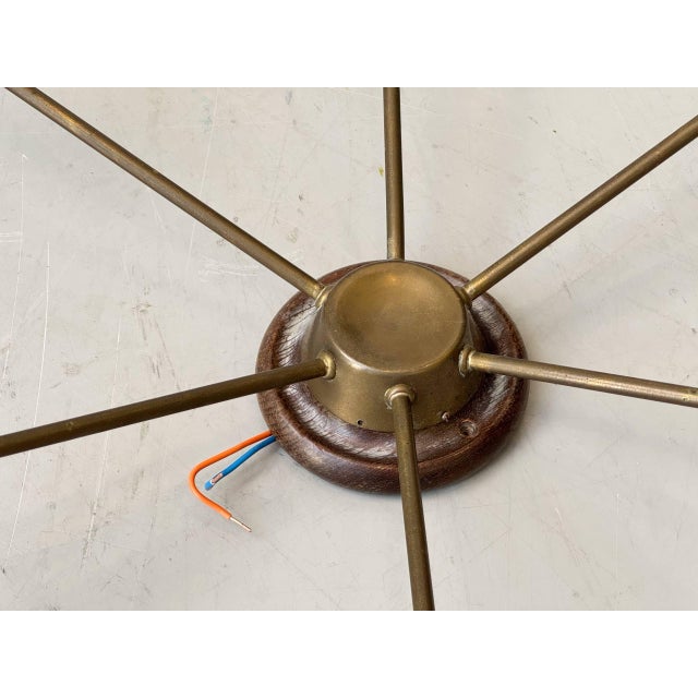 Sputnik Ceiling Light with Six Brass Arms and Colored Sockets, 1960s For Sale - Image 14 of 16