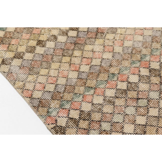 Geometric Vintage Wool Runner For Sale - Image 9 of 10