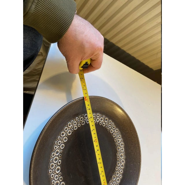 Brown Moon Surface Glazed Centerpiece Bowl by Frederik Ravnild, 1960s For Sale - Image 8 of 10