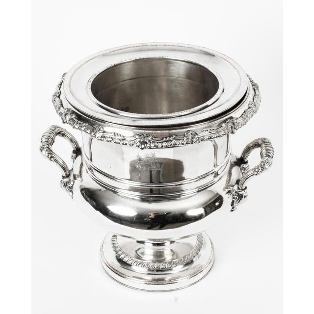 Regency Wine Coolers in Old Sheffield Plate with Hise Crest, 19th Century, Set of 2 For Sale - Image 12 of 18