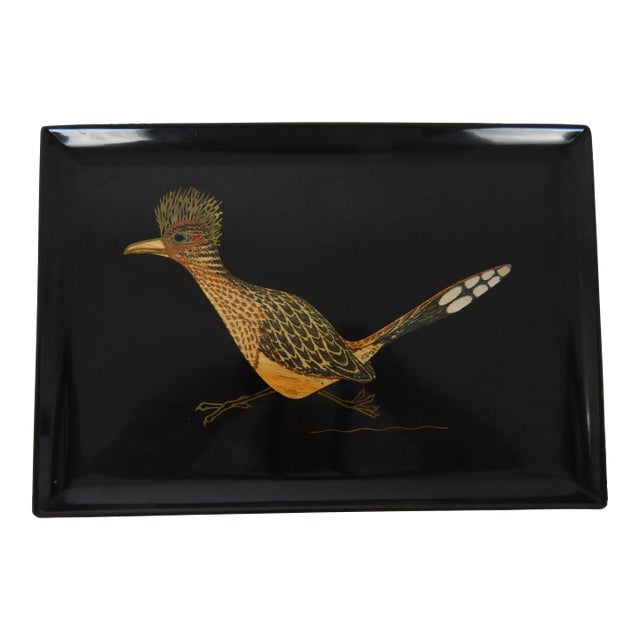 Mid 20th Century Couroc of Monterey Roadrunner Tray, Medium For Sale