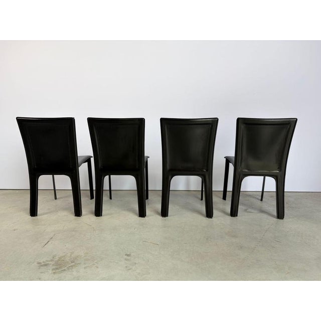 Vintage Black Leather Dining Chairs, 1970s, Set of 4 For Sale - Image 6 of 10
