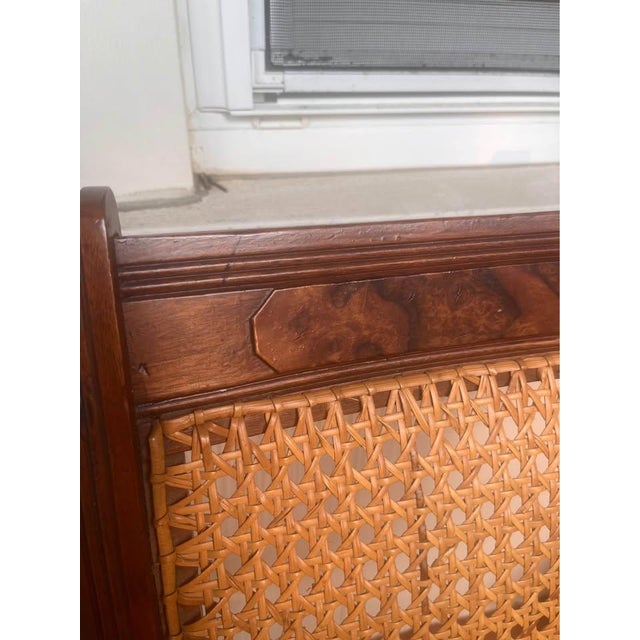 Victorian Antique Victorian Lincoln Style Wood Rocking Chair - Hand Woven Cane Seat & Back For Sale - Image 3 of 4