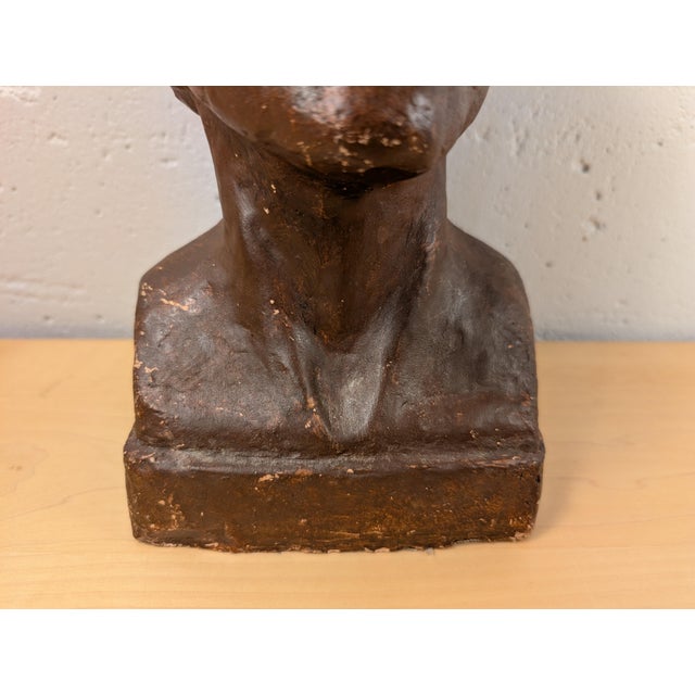 Vintage Mid-Century Modern Plaster Portrait Bust - Signed J. Stoican For Sale In Seattle - Image 6 of 8