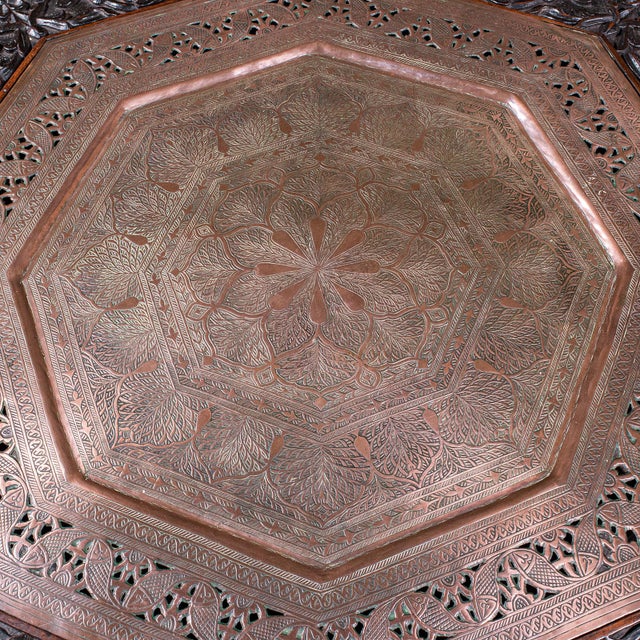 Antique Veranda Tea Table, Indian, Copper Inset, Benares, Occasional, Victorian For Sale - Image 11 of 12
