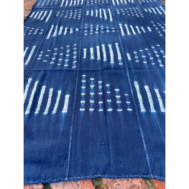 Vintage African Indigo Denim Mudcloth. Hand woven Malian cotton fabric is traditionally hand-dyed by a tribe in West...