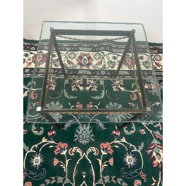 Modern 1960s Iron Frame Table With Live Edge Glass Top by Charleston Forge For Sale - Image 3 of 8