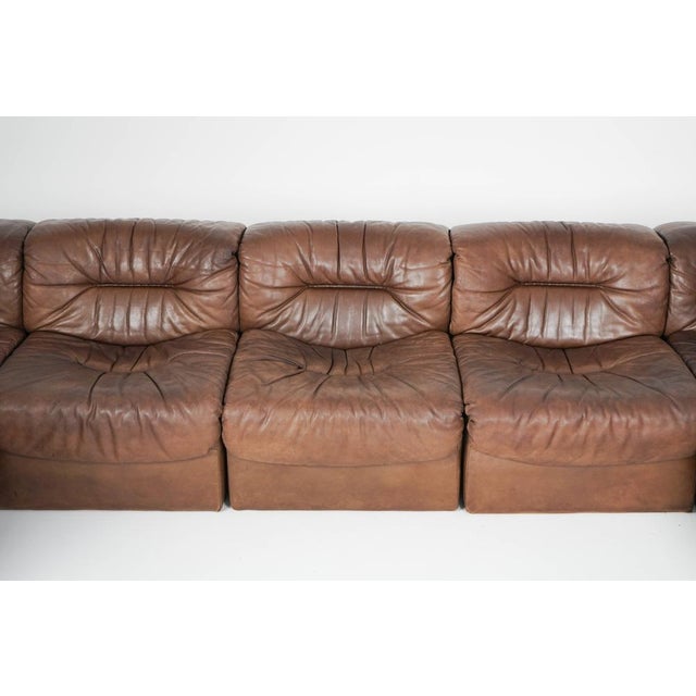 Vintage Modular DS 11 Leather Sofa from de Sede, 1970s, Set of 7 For Sale - Image 16 of 18