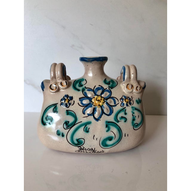 This Vintage Italian Caltagirone Majolica Ceramic Floral Vase is a beautiful handpainted, one-of-a-kind vase that will...