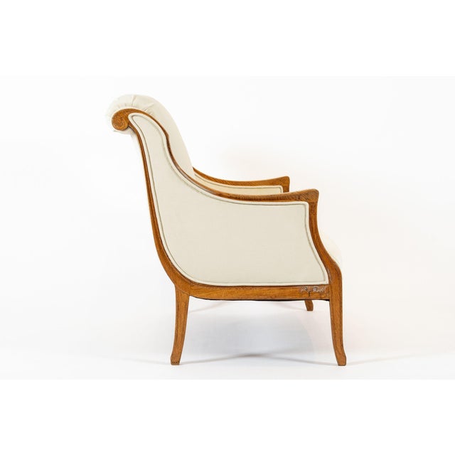 Art Deco Antique French Art Deco Two-Seat Loveseat Sofa With Cream Upholstery, 1940s For Sale - Image 3 of 12