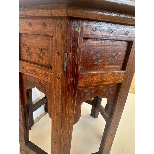 Octagonal Vintage Inlaid Moroccan Side Table For Sale - Image 13 of 14