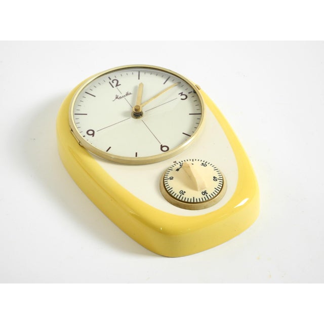 Mid-Century Modern Wall Clock by Mauthe with Glazed Ceramic Case, 1950s For Sale - Image 13 of 18