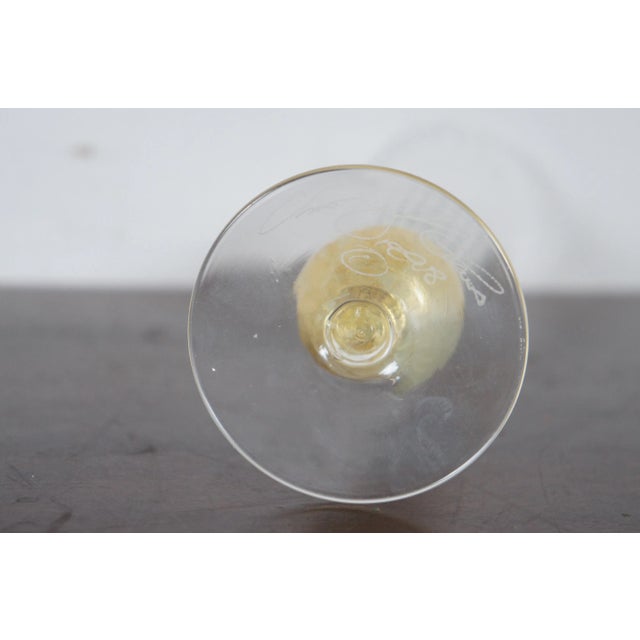 1990s 1998 Hand Blown Art Glass Trumpet Vase with Gold Flake Bauble For Sale - Image 5 of 11