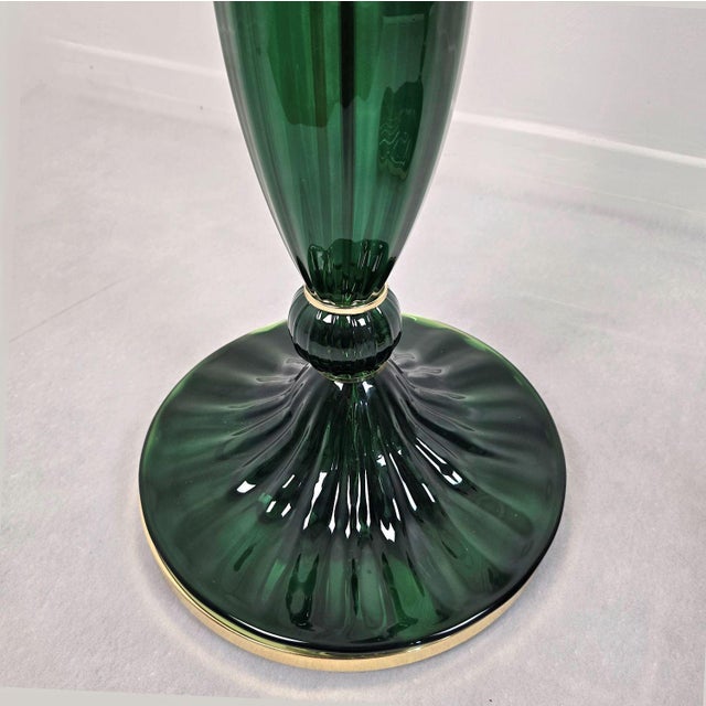 Green 1980s Mid Century Modern, Murano Glass Green Floor Lamps - Pair For Sale - Image 8 of 15